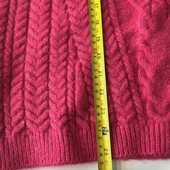 Hot Pink Cable Knit Sweater Balloon Sleeves - Picture 7 of 11